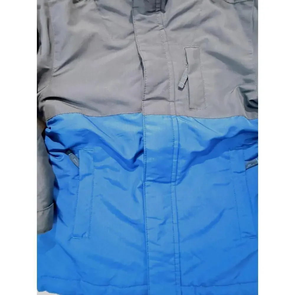 Childrens Place Jacket Boys 4 Blue Gray Hooded Puffer Coat Winter Fleece Lined